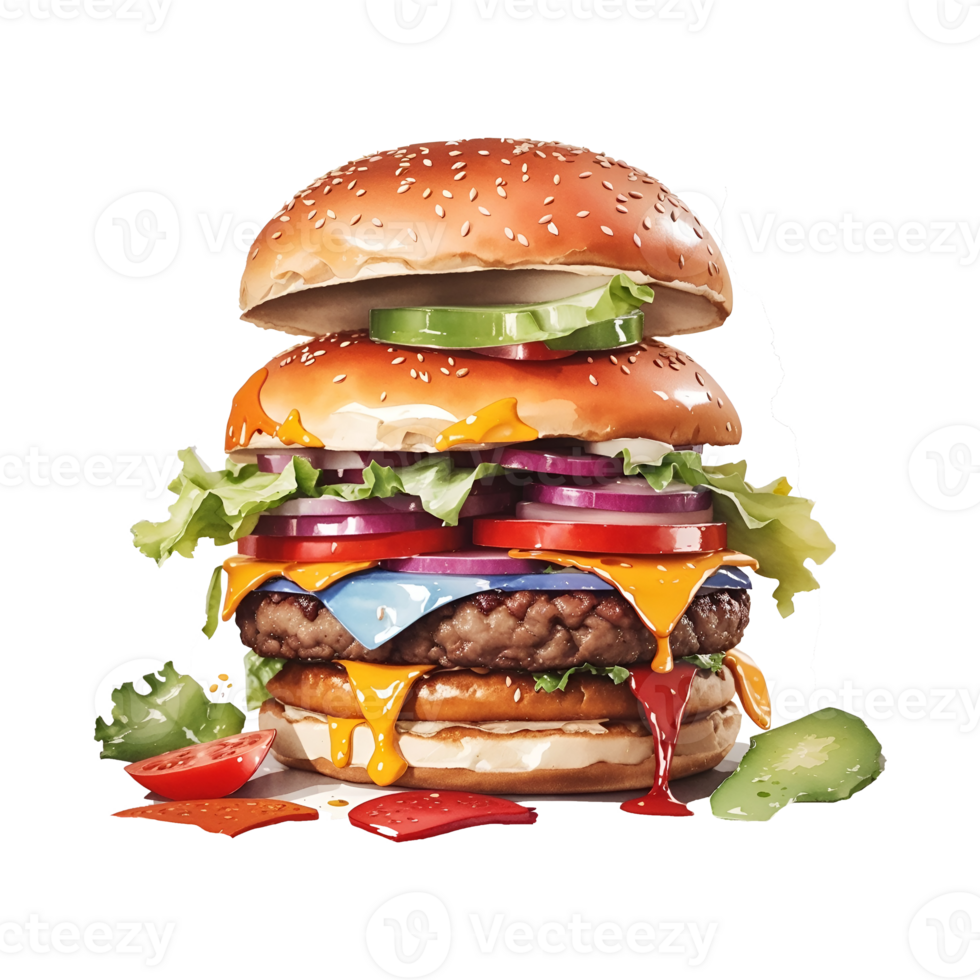 vattenfärg burger årgång ClipArt png