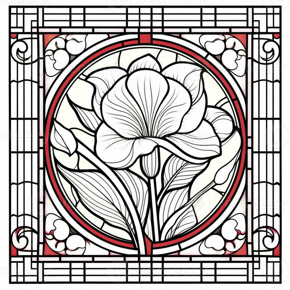 Stained Glass Flower Coloring Page photo