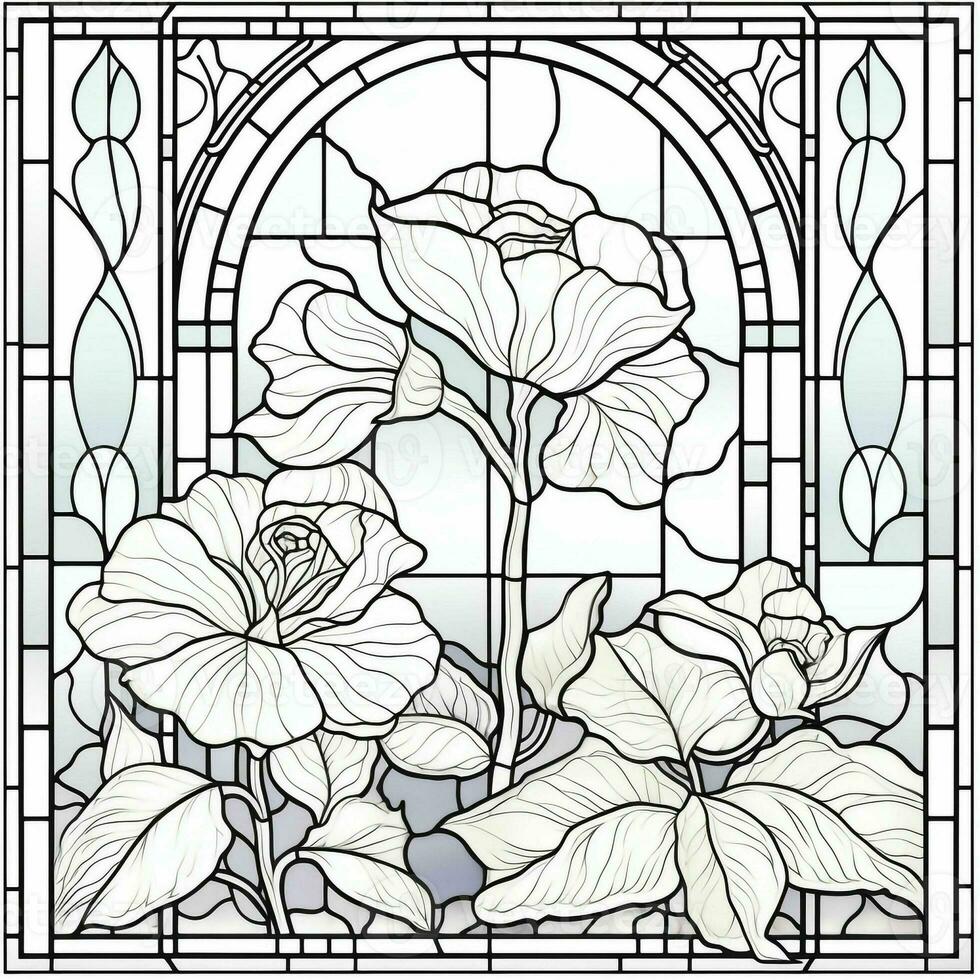 Stained Glass Flower Coloring Page photo