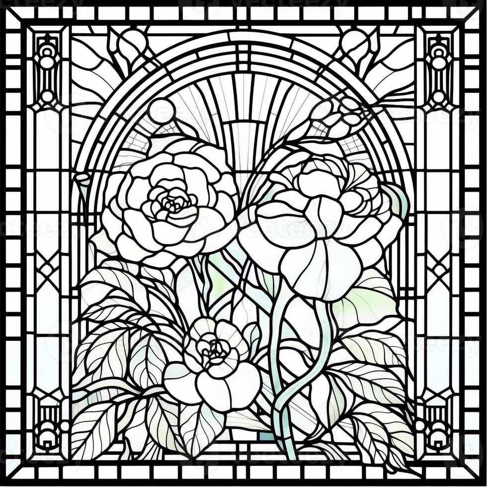 Stained Glass Flower Coloring Page photo