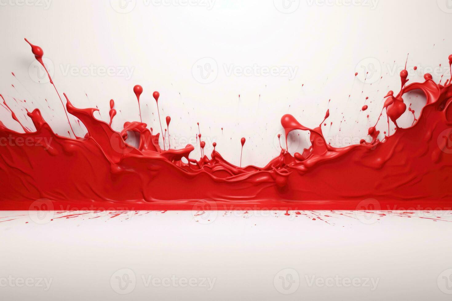 Red paint splash area with white background. Generative AI photo