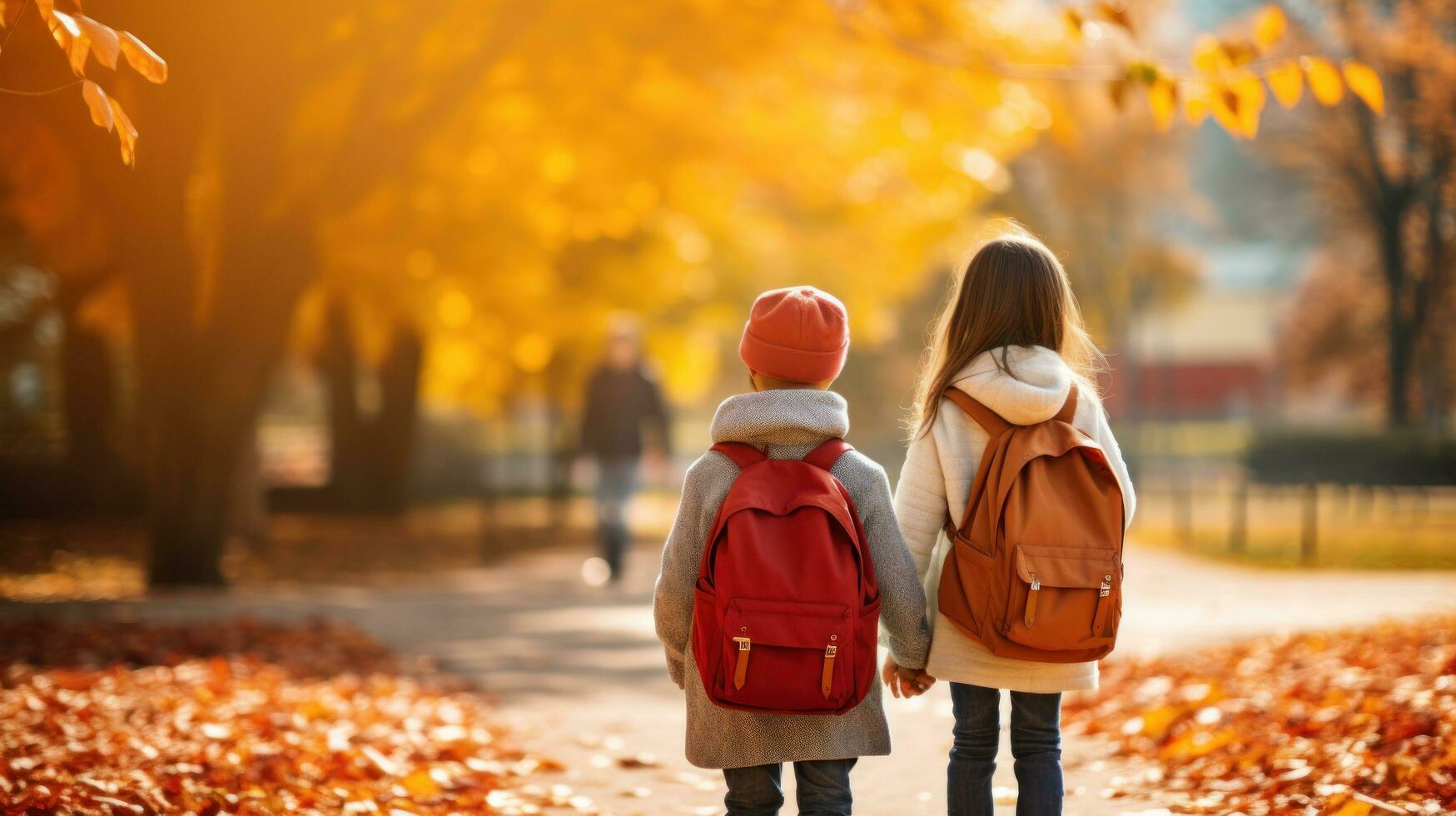 niños felices van a la escuela foto