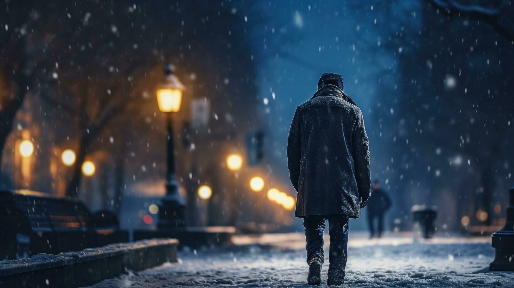 Winter snowy city background photo