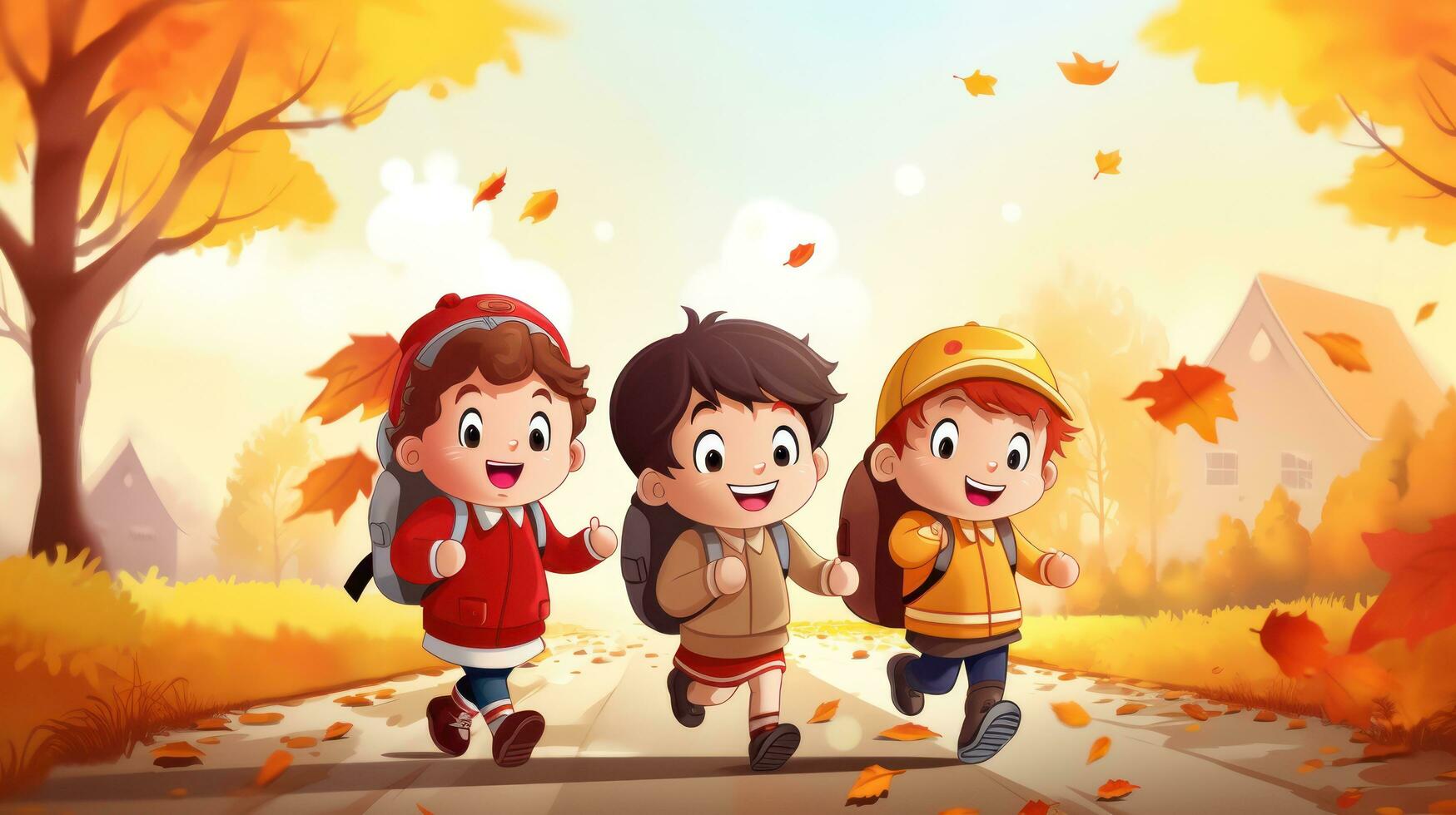 Happy children go to school photo