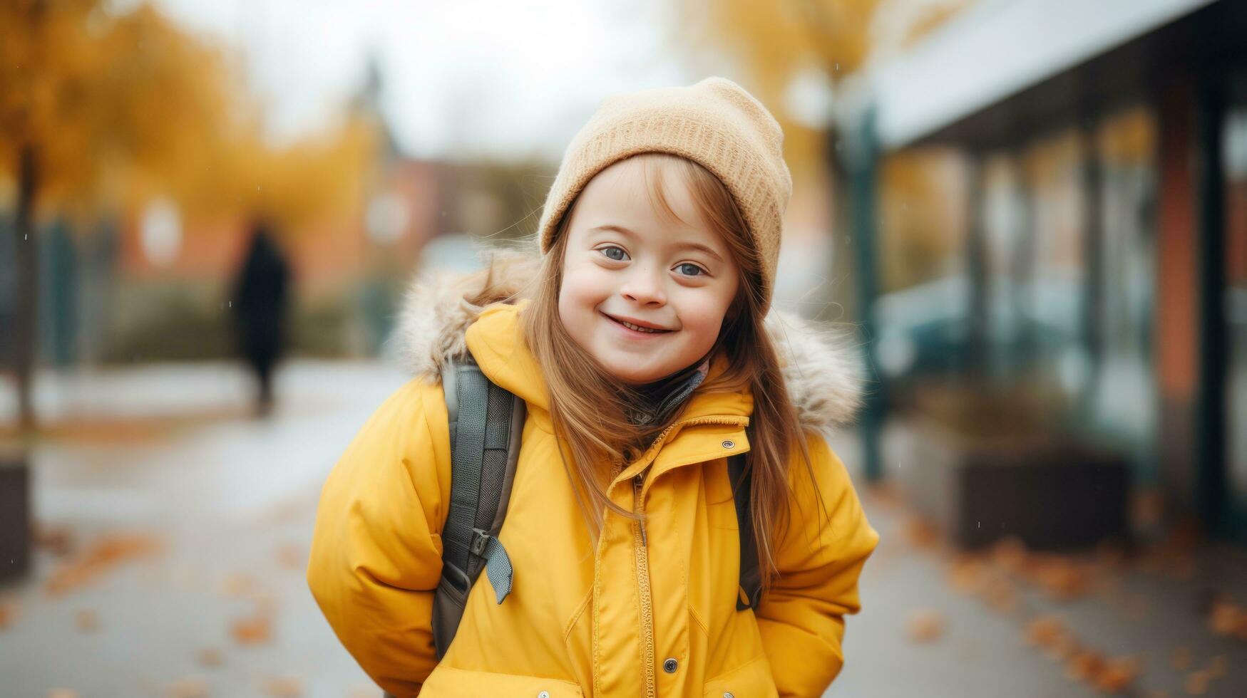 niña con abajo síndrome va a colegio foto