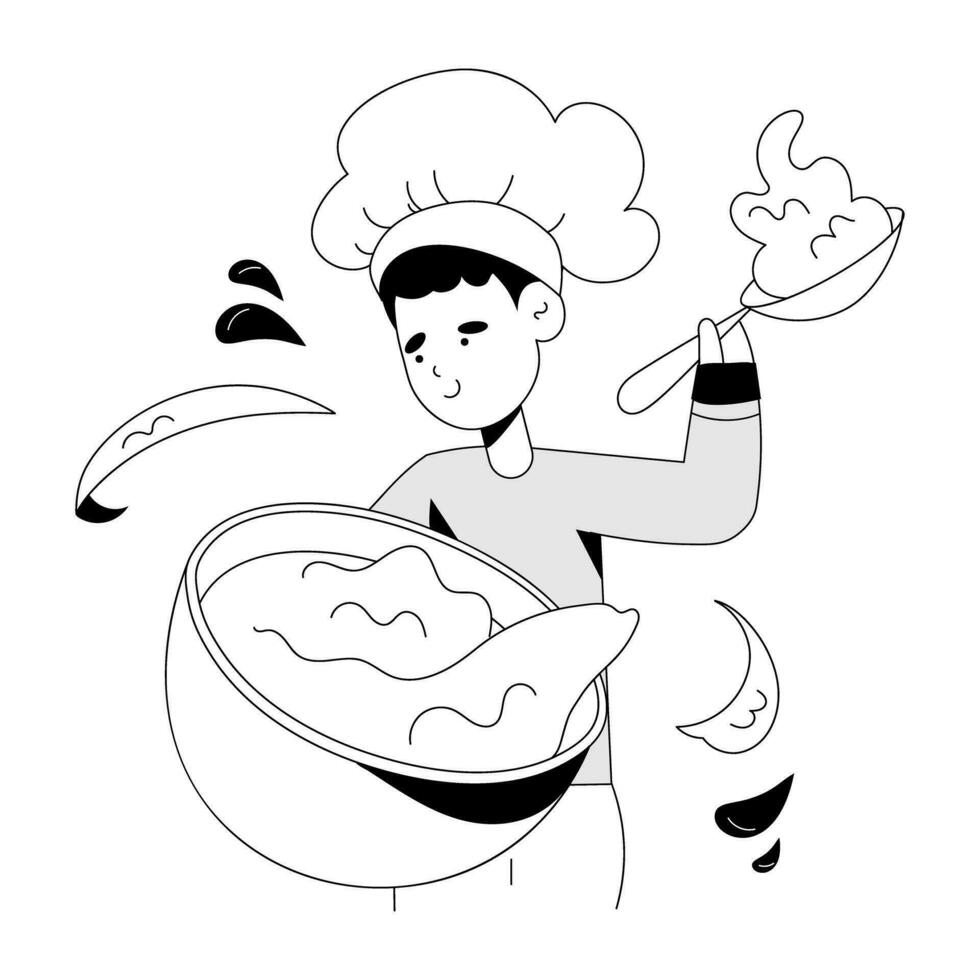 Trendy Chef Baking vector