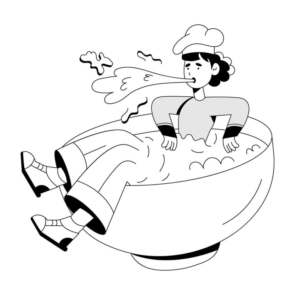 Trendy Chef Vomiting vector