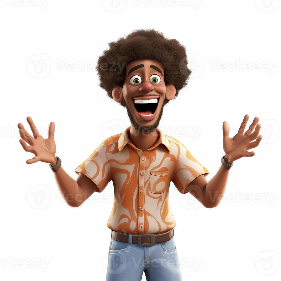 ai generativo contento negro hombre haciendo lenguado brazos gesto en