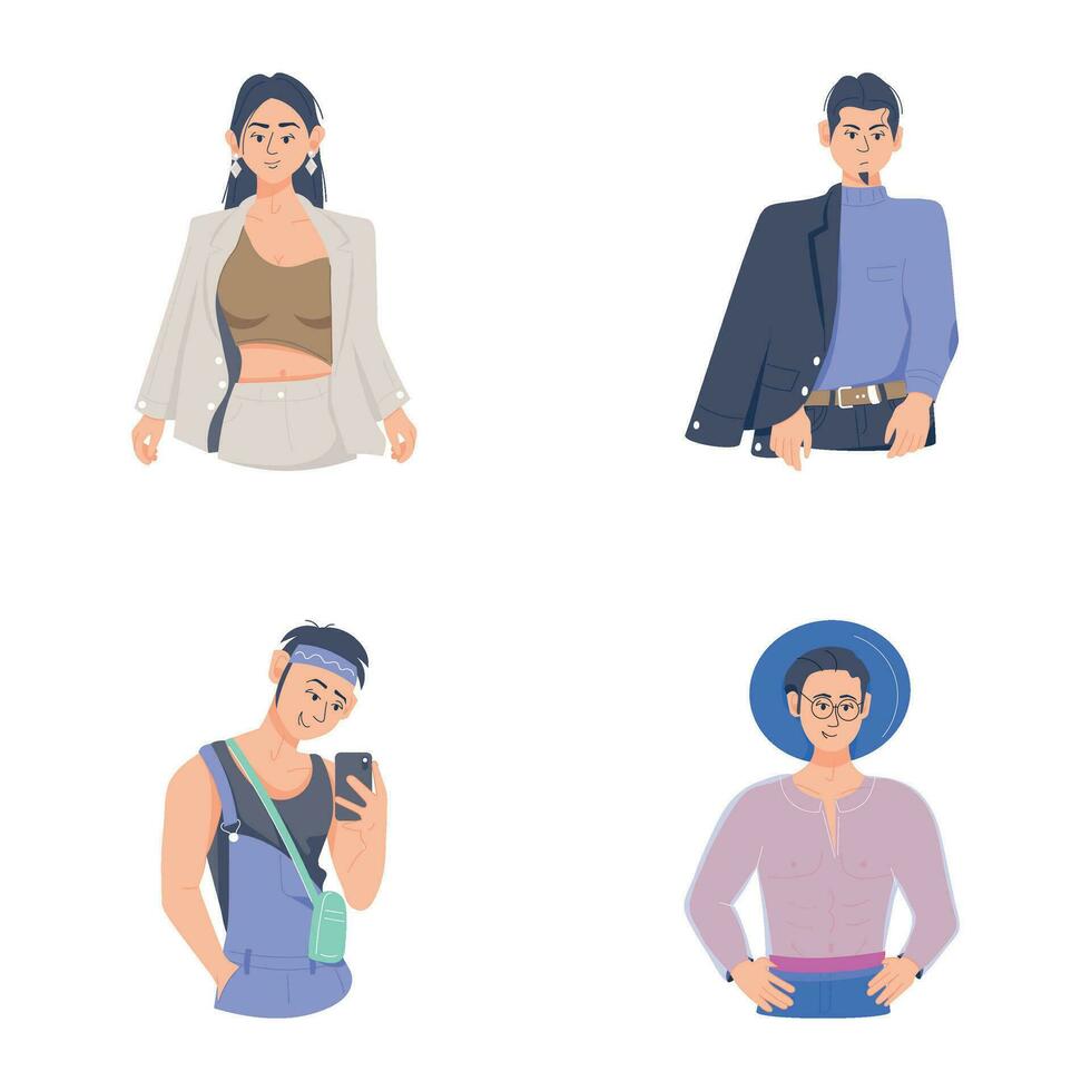 Pack of Modern Characters Flat Illustrations vector