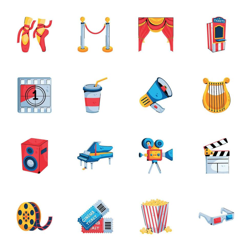 Modern Pack of Cinema Flat Icons vector