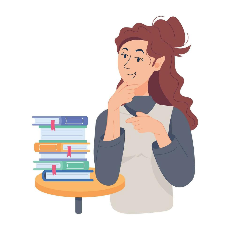 Trendy Library Girl vector