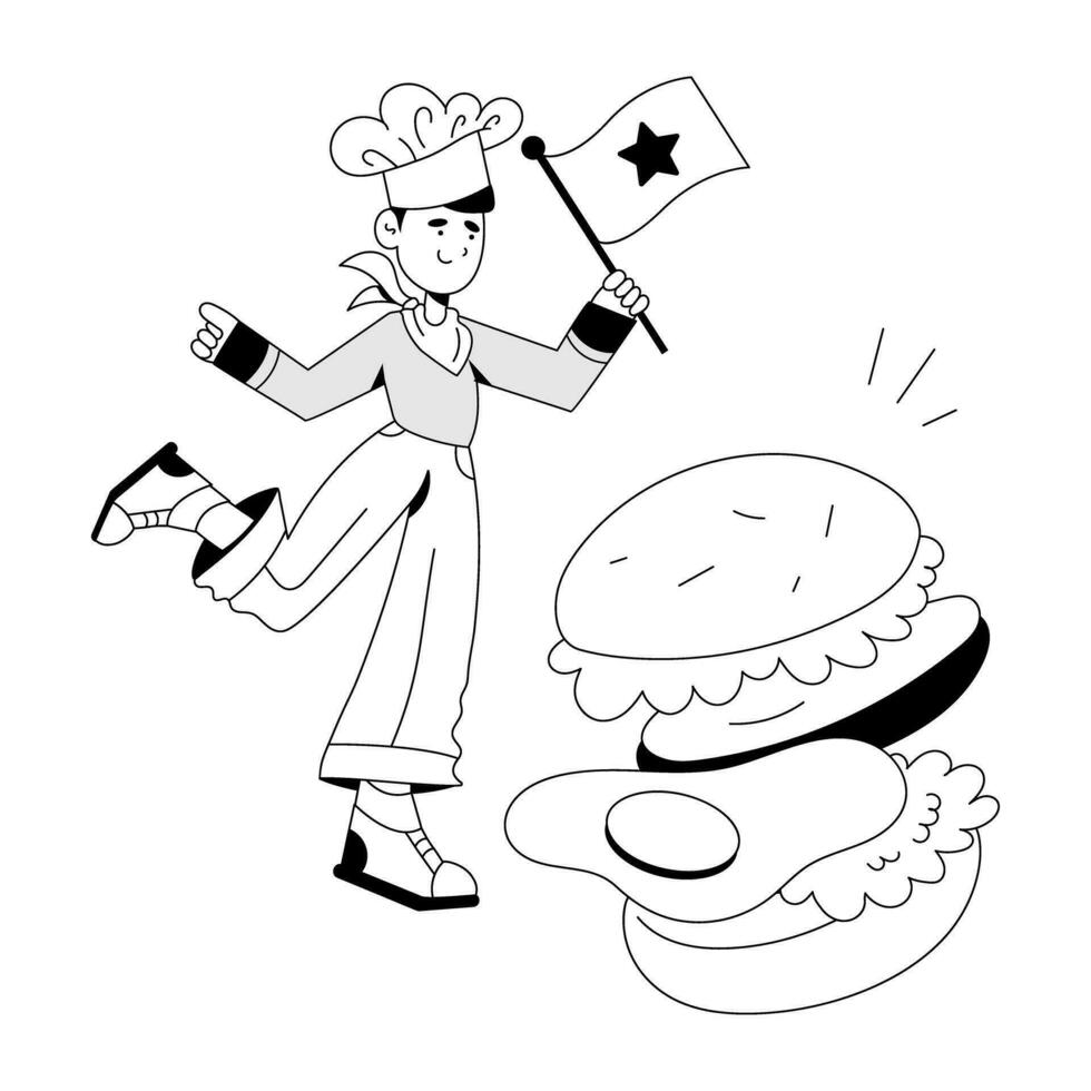 Trendy Preparing Burger vector