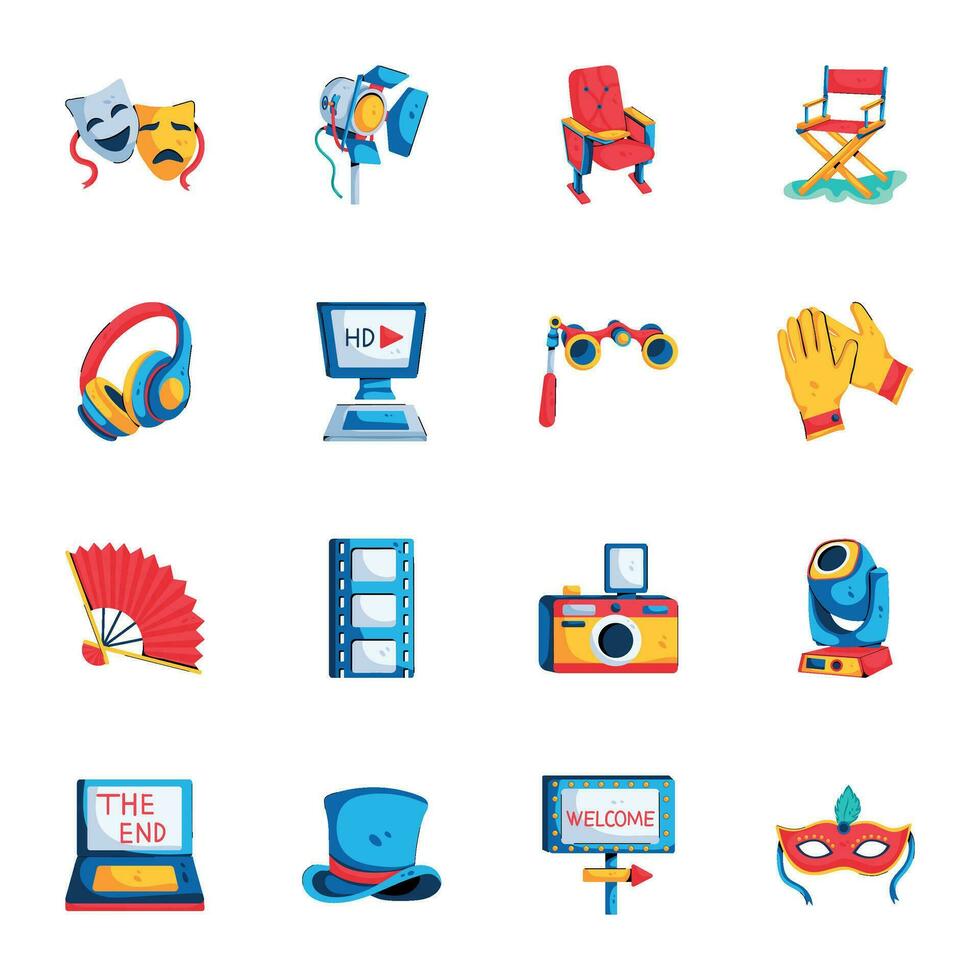 Handy Collection of Entertainment Flat Icons vector