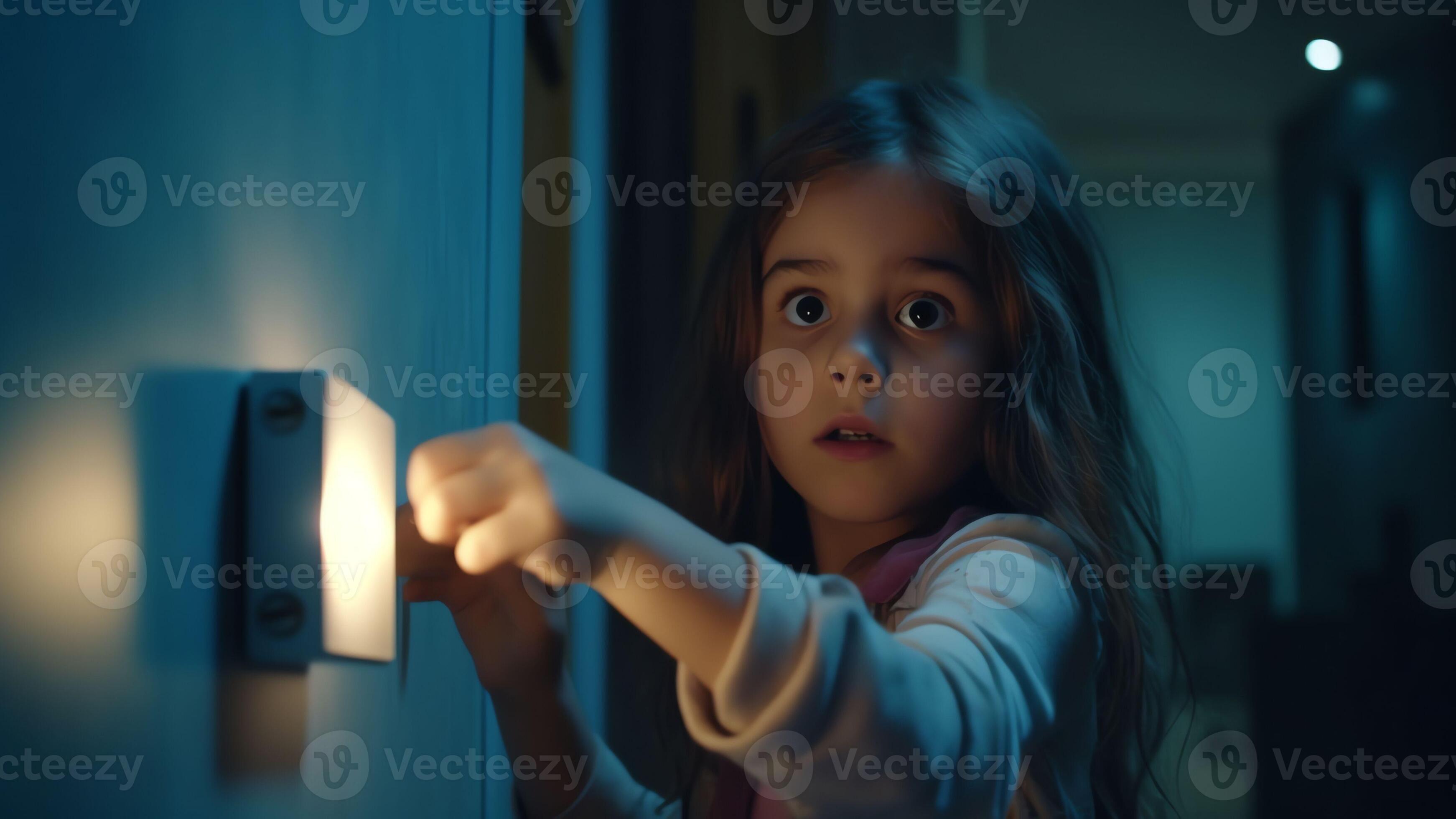 AI Generative Rear view at little careless child girl exploring house