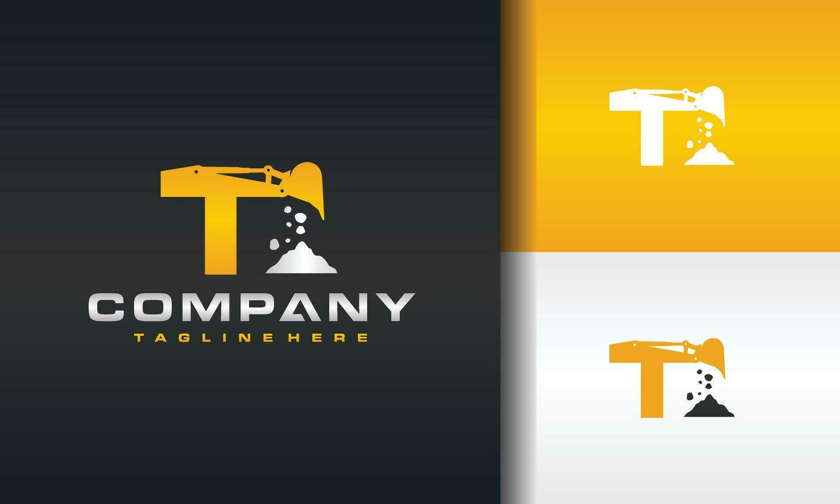 letter T excavator rock logo vector