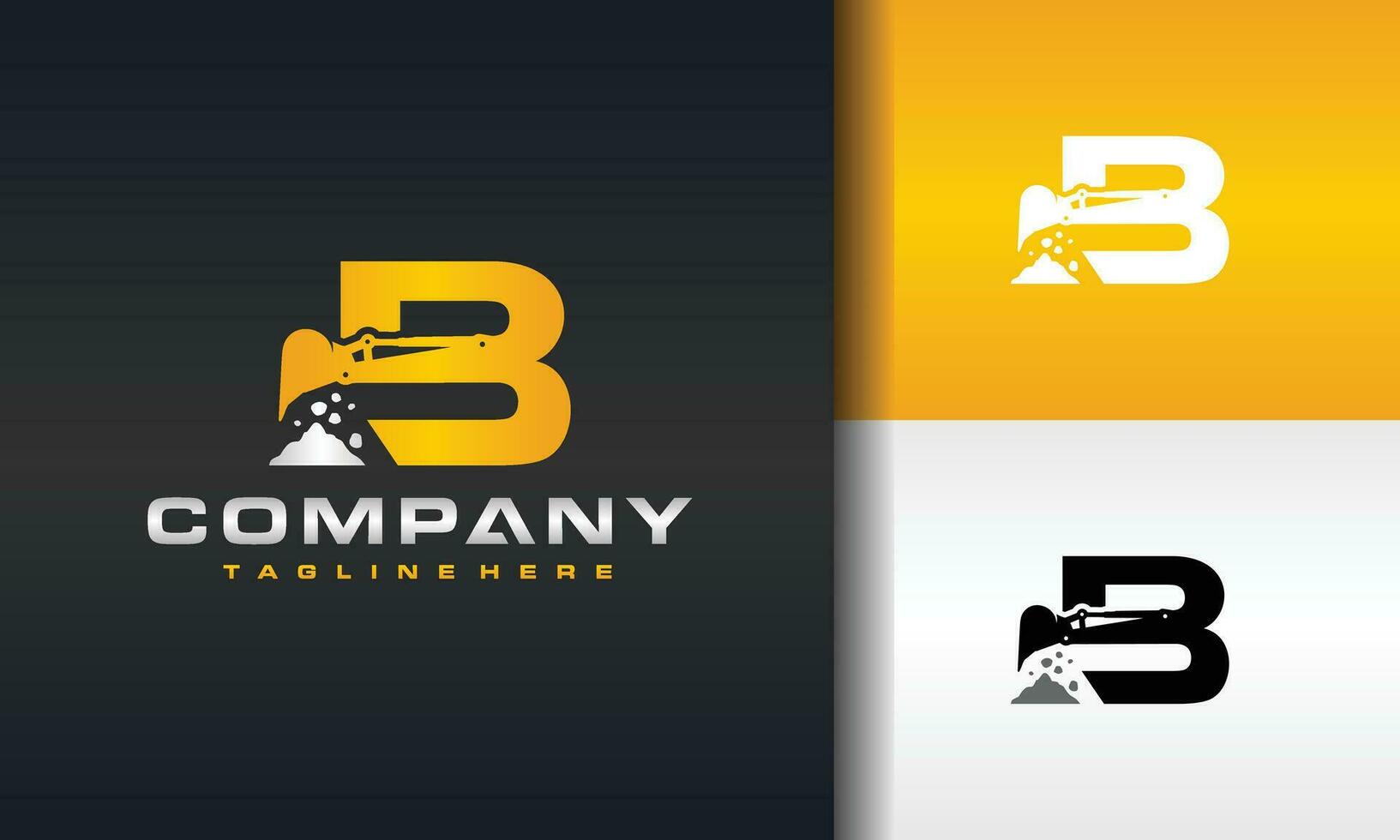 letter B excavator rock logo vector