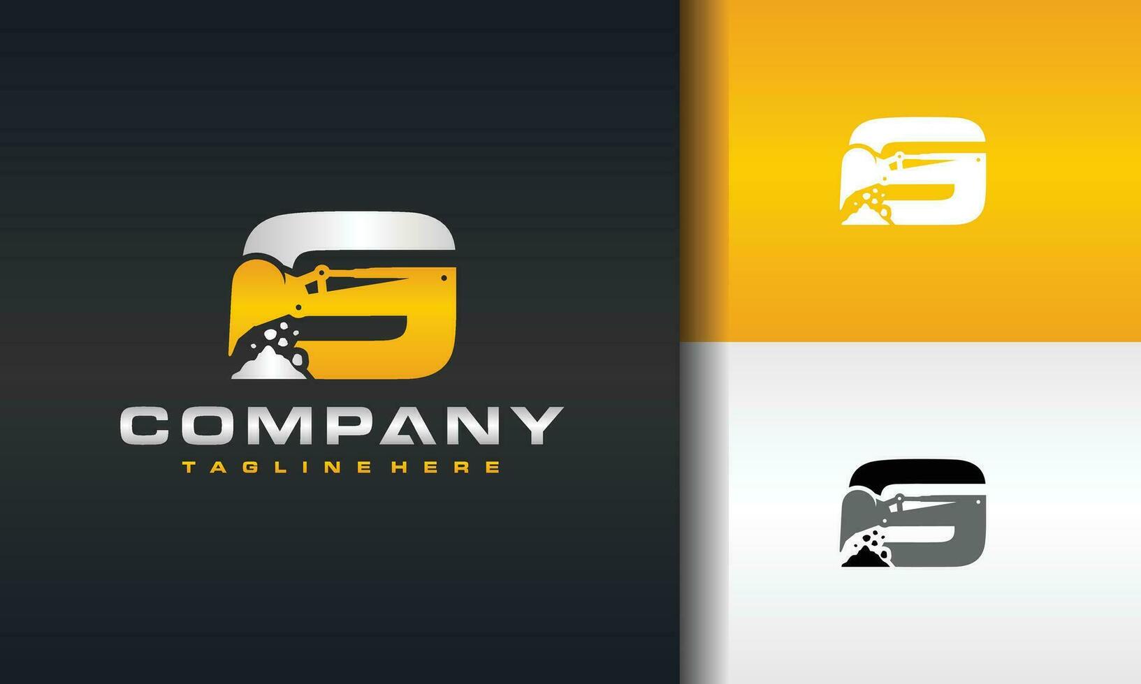 letter S excavator rock logo vector