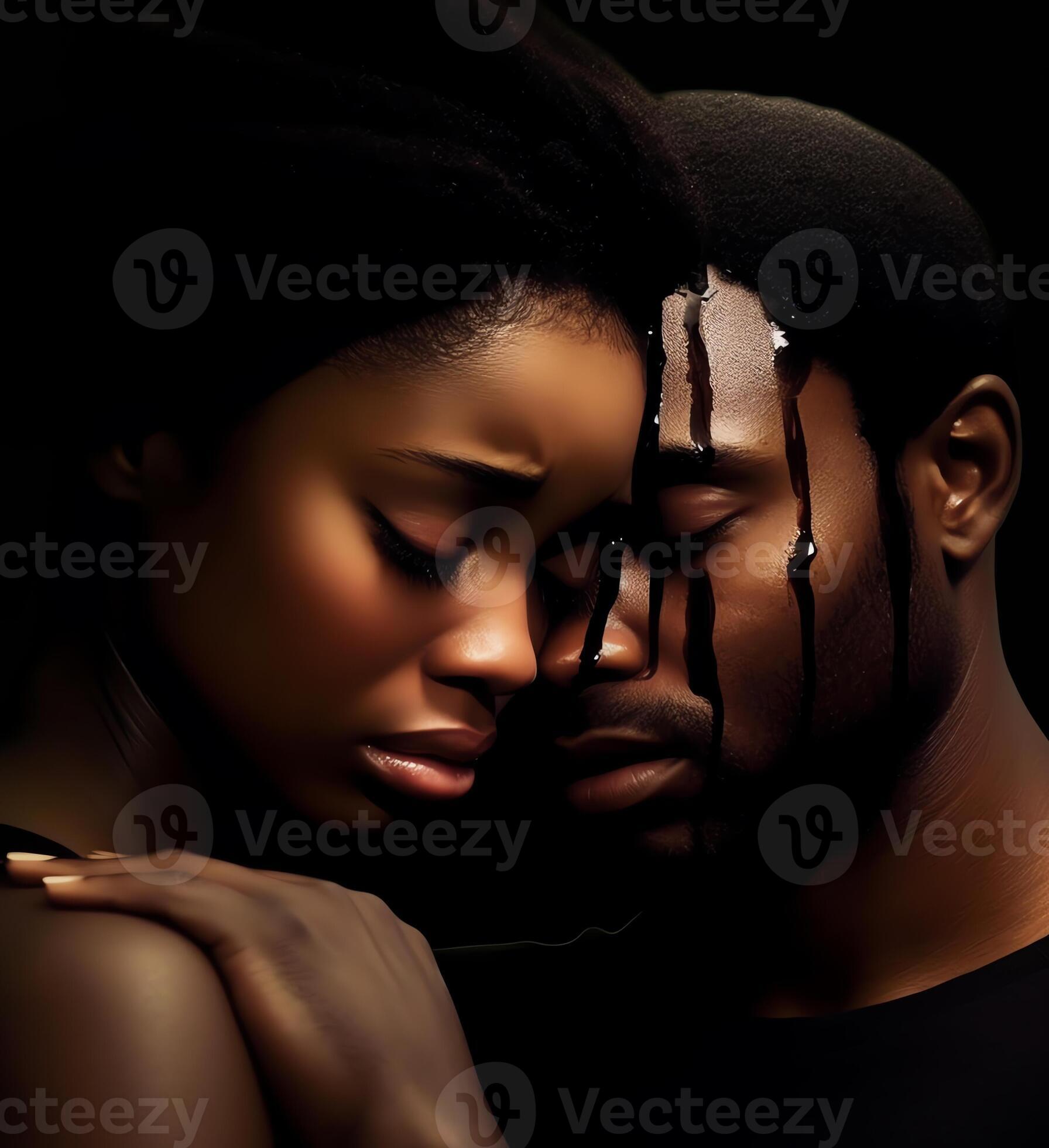 AI Generative Supportive african husband embracing crying wife asking for forgiveness or consoling comforting helping sharing grief or problem apology compassion empathy in black couple relation 26934181 Stock Photo at Vecteezy