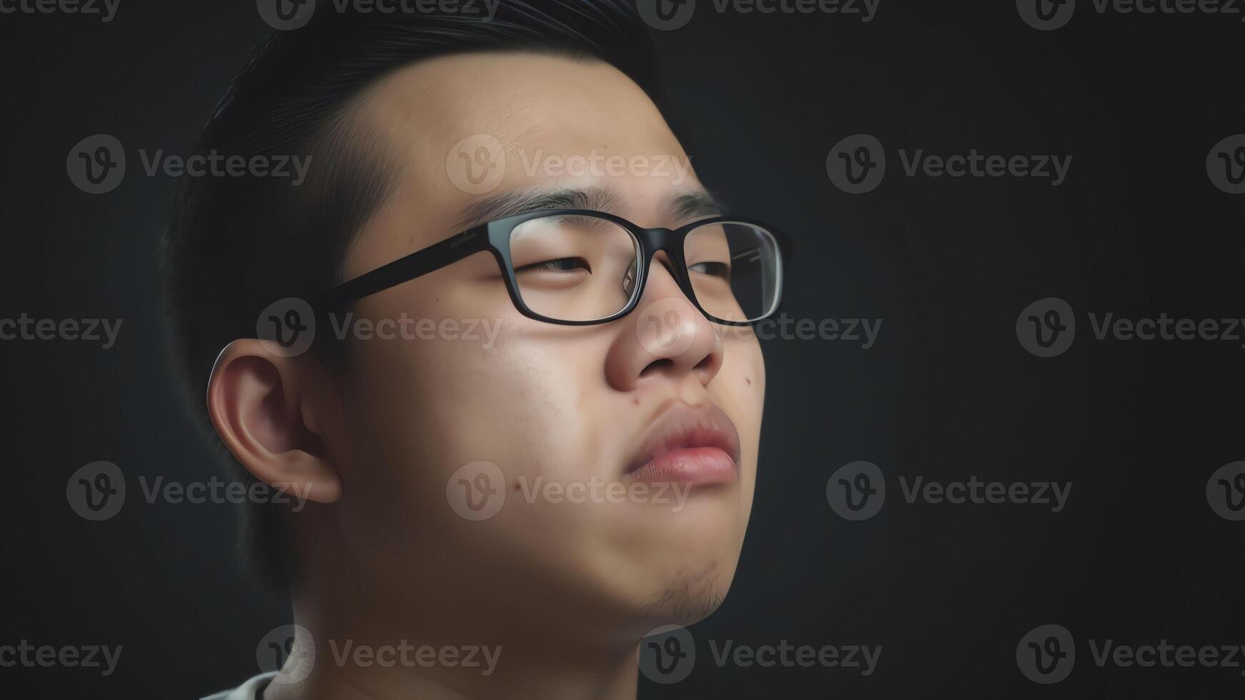 AI Generative Young unhealthy guy in glasses coughing has sore throat