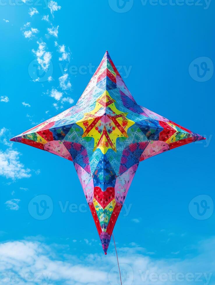 AI Generative Colorful kite in the sky Flying kite photo