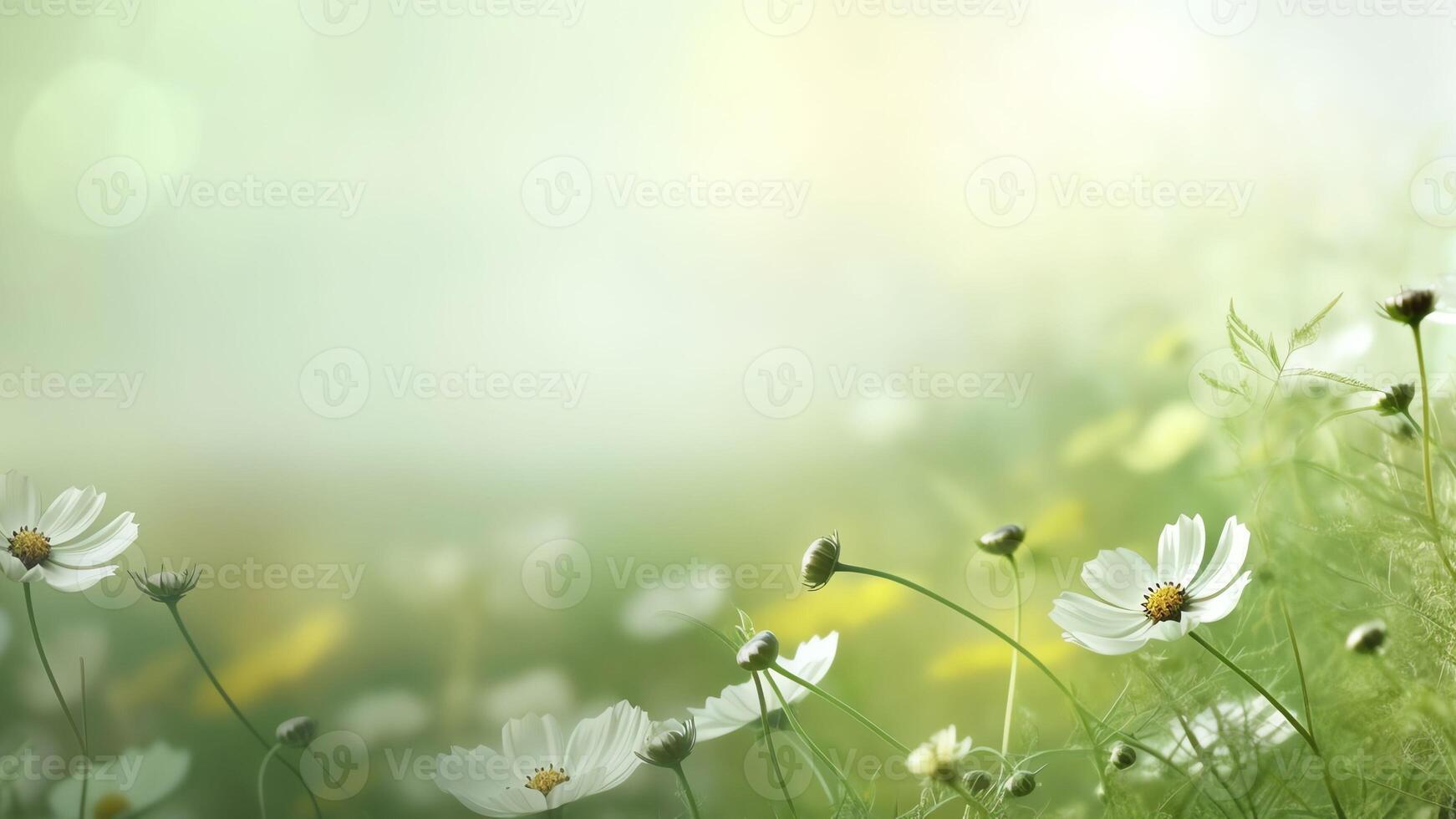 AI Generative Green abstract natural background Toned floral background Blurred background silhouettes and shadows of flowers and plants photo