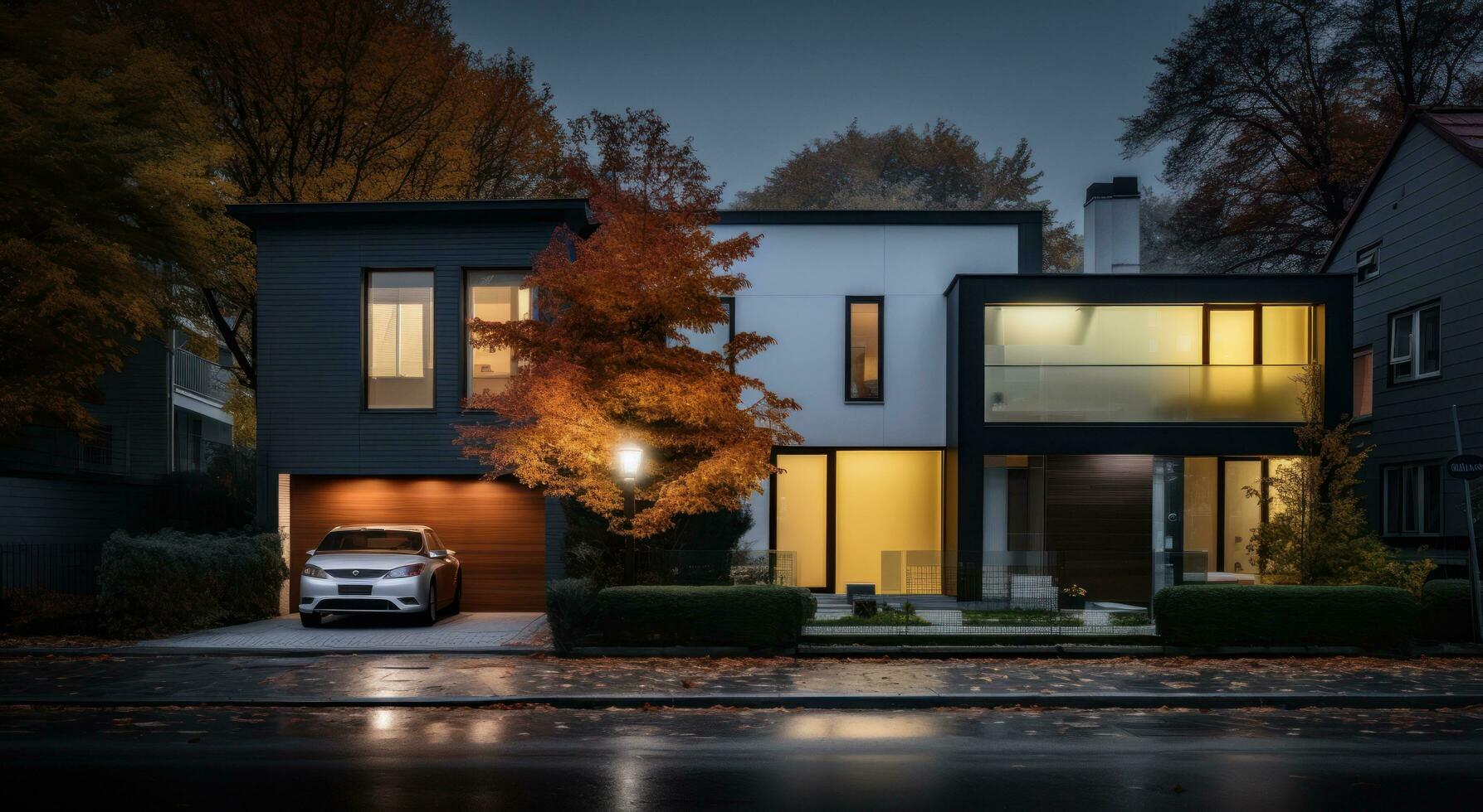 moderno condominio casas adosadas en noche foto