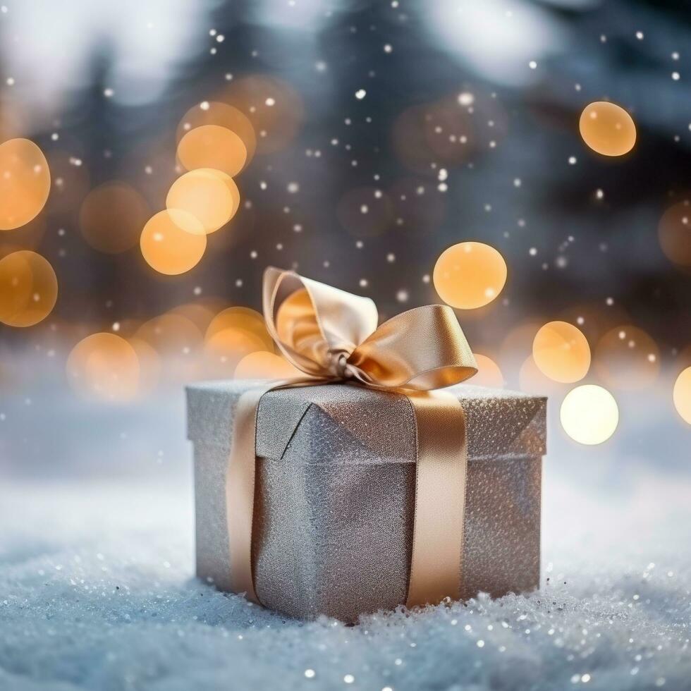 Christmas gift box background photo