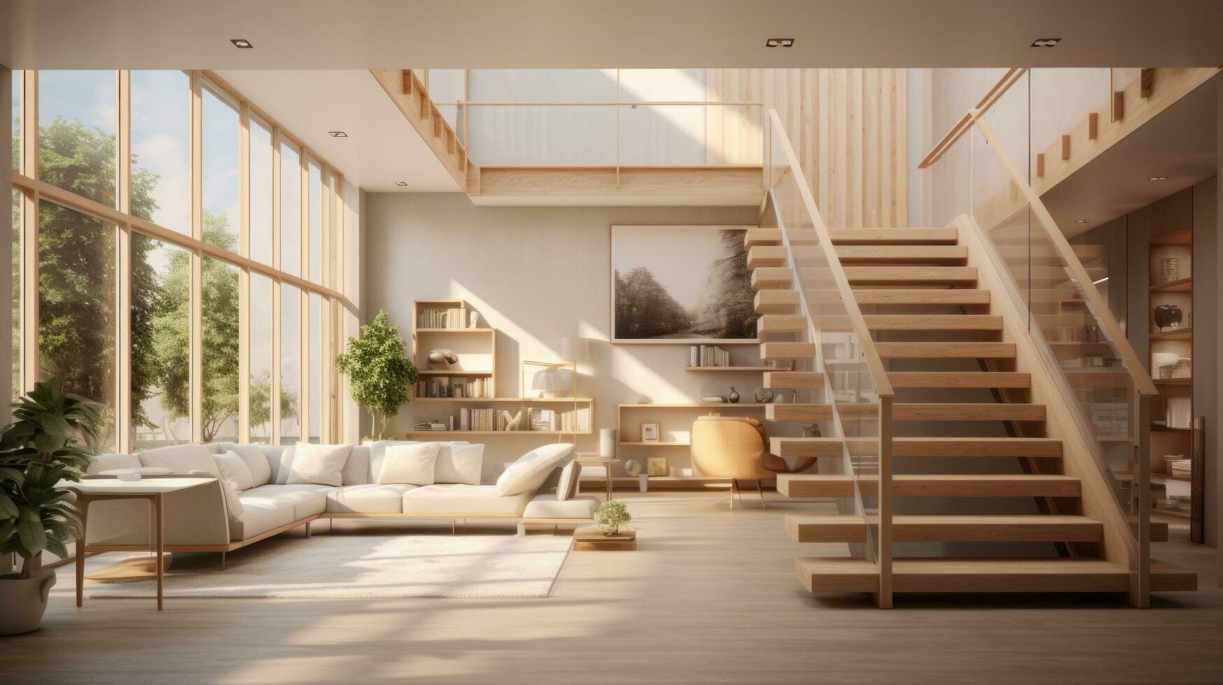 Modern stairway in interior photo