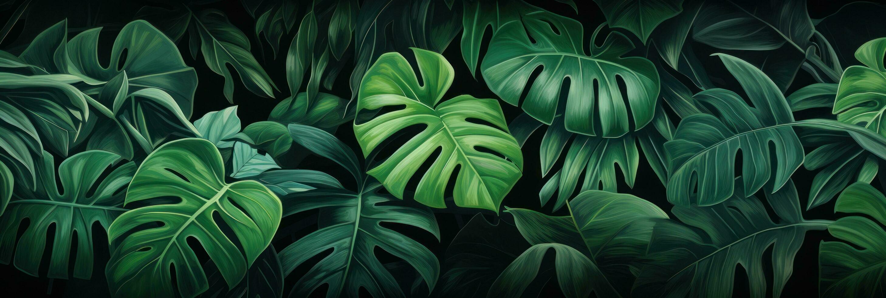 Green tropical leaves background photo