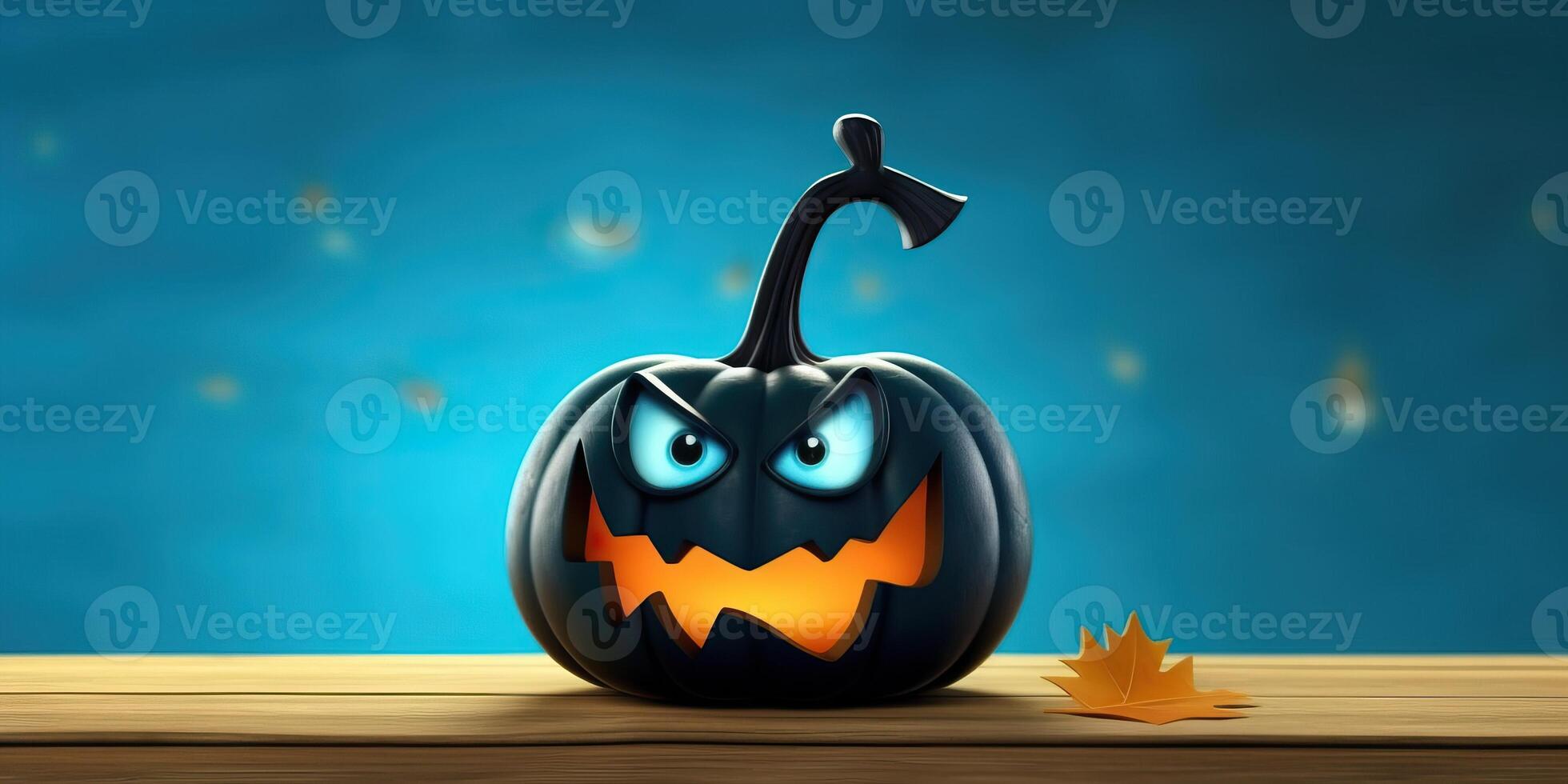 Illustration jack o lantern with wooden background made with photo