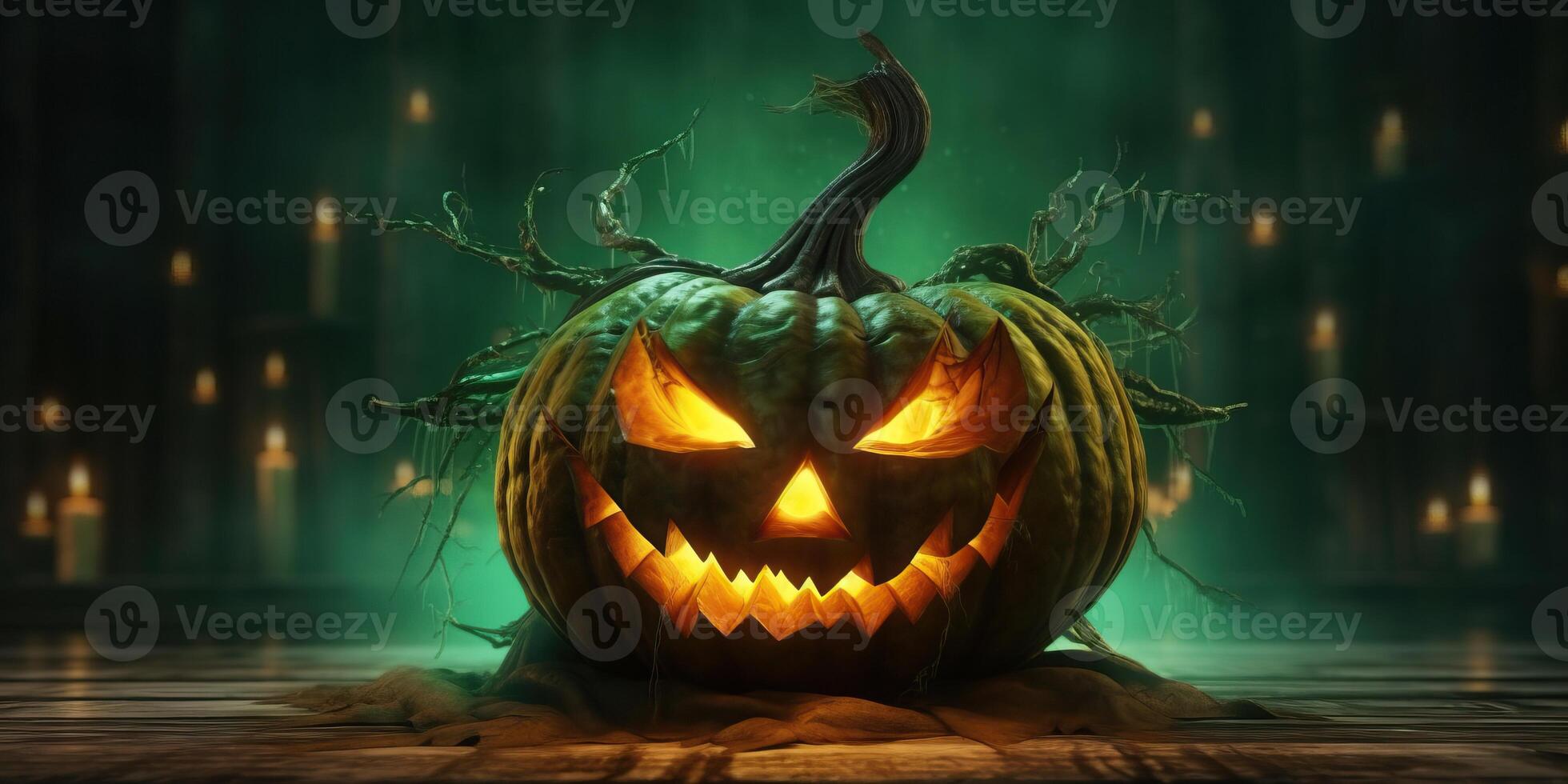 Illustration scary jack o lantern made with photo