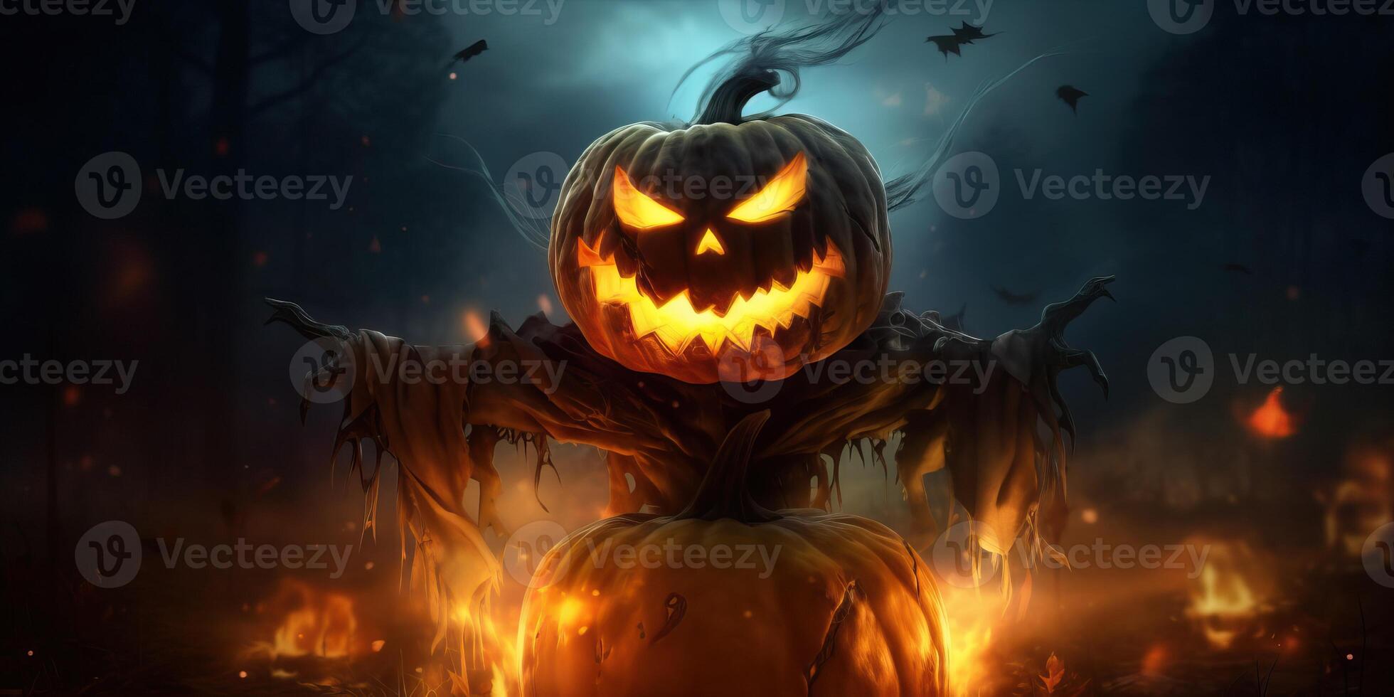 Illustration Scary Jack O Lantern Made With 26944367 Stock Photo At Illustration Scary Jack O Lantern Made With Generative Ai Photo