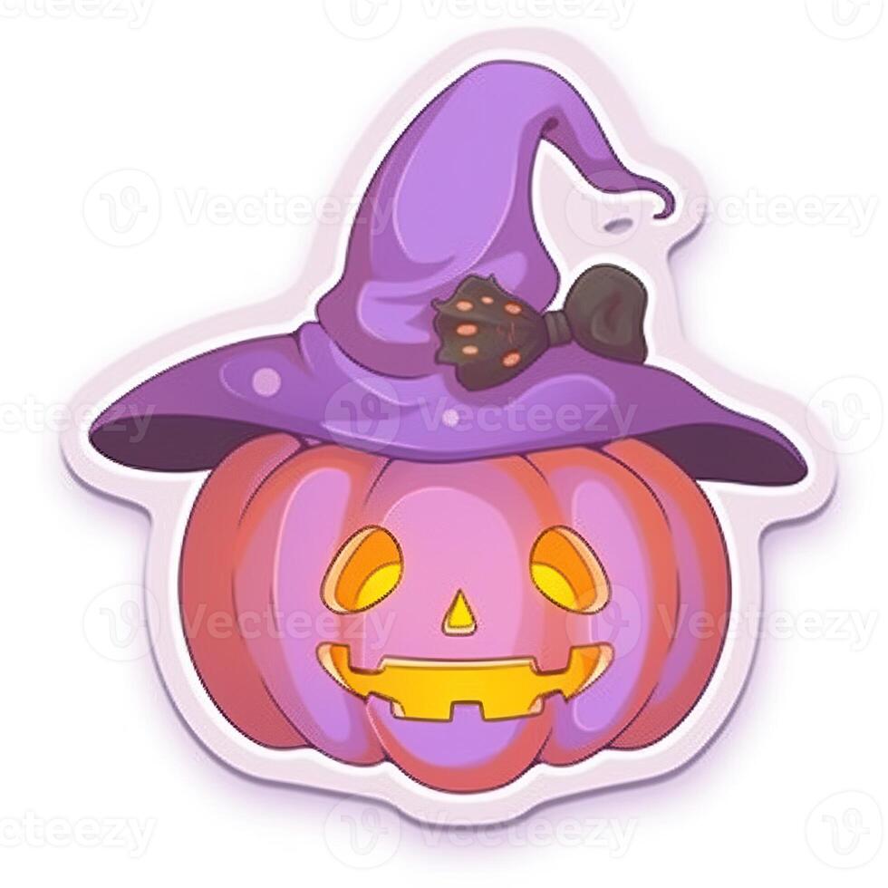 colorful trick or treat sticker for halloween isolated on white made with Generative AI photo