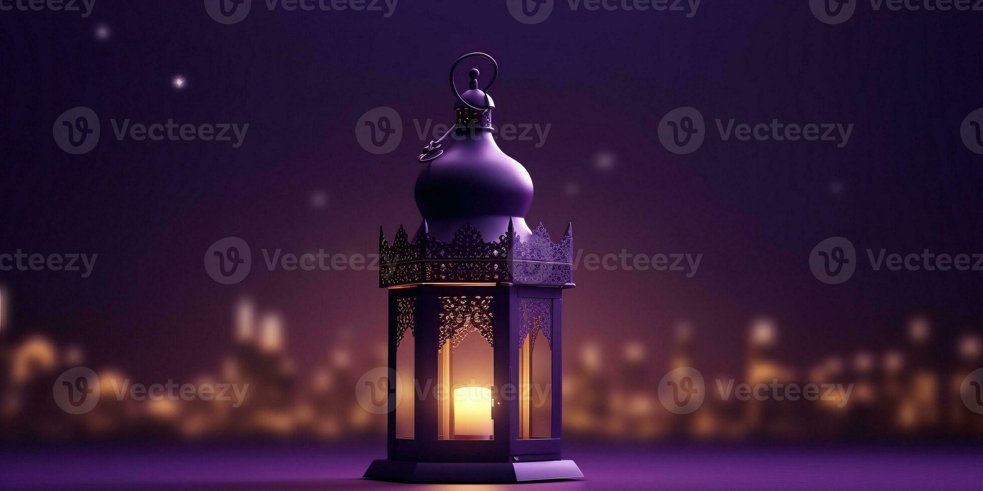 arabic lantern of ramadan celebration background illustration made with Generative AI photo