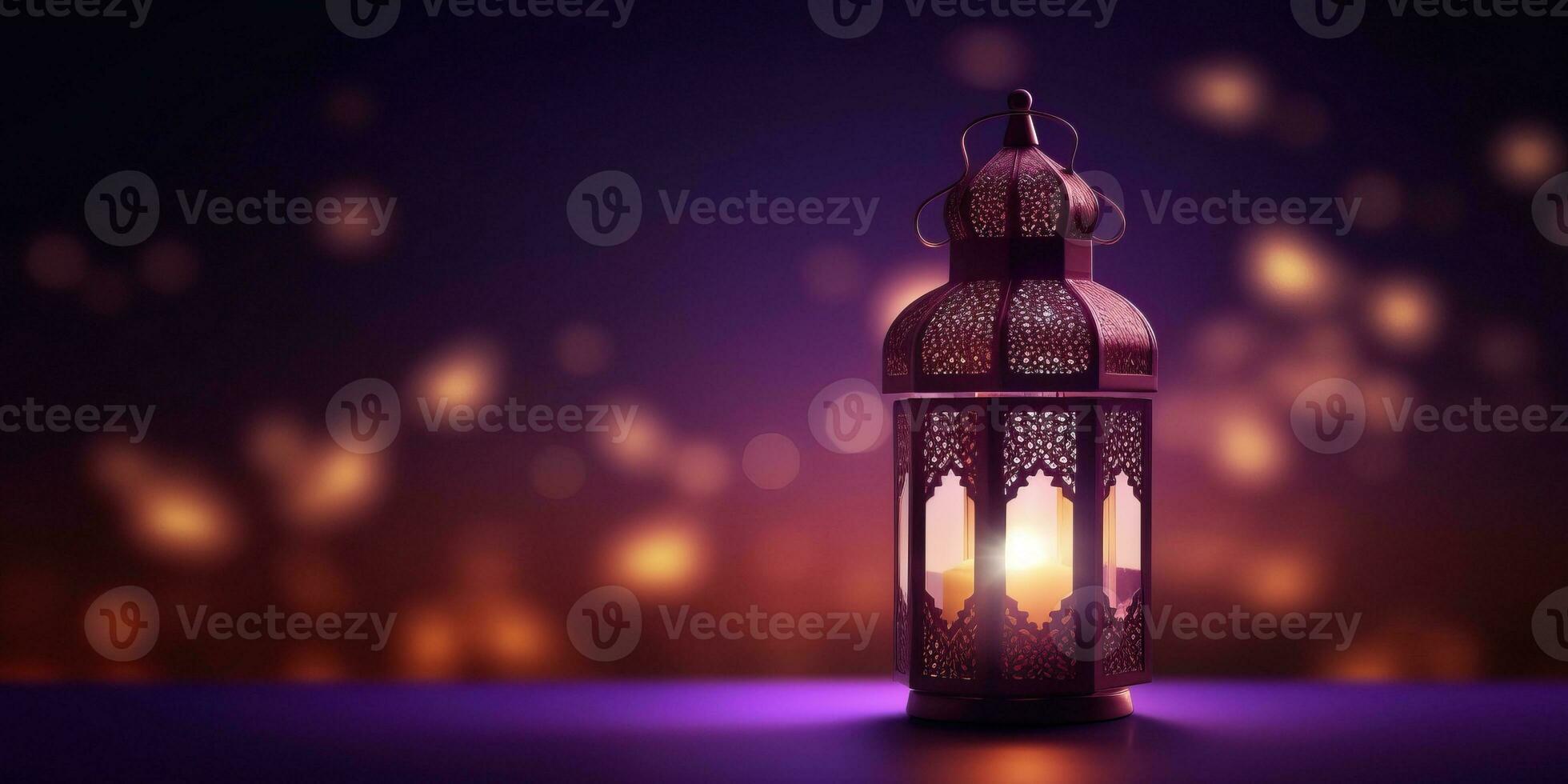 arabic lantern of ramadan celebration background illustration made with Generative AI photo