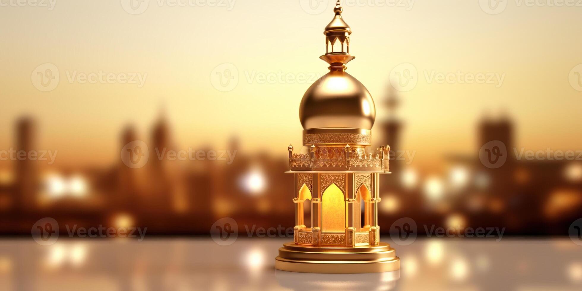 arabic lantern of ramadan celebration background illustration made with photo