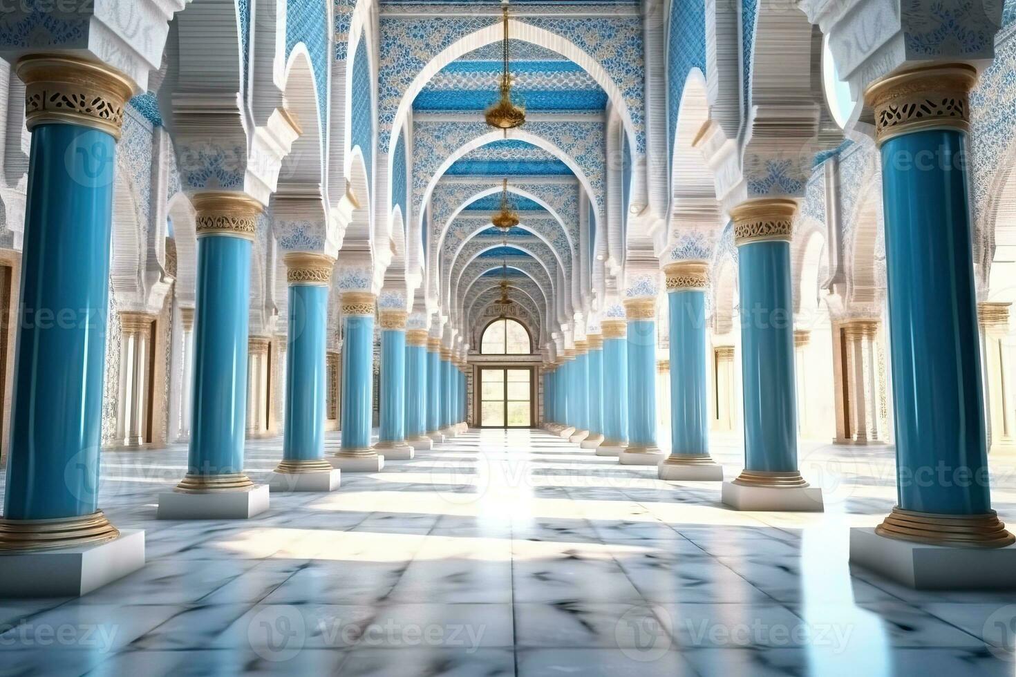 beautiful serene of luxurious mosque made with Generative AI photo