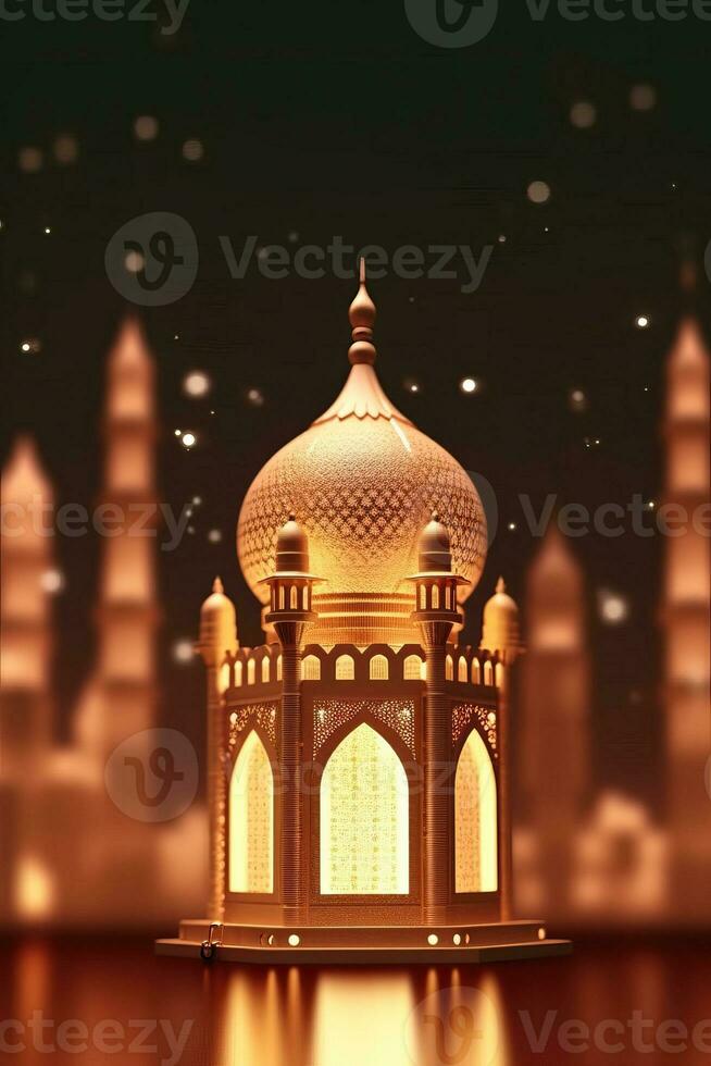 Arábica linterna de Ramadán celebracion antecedentes ilustración hecho con generativo ai foto