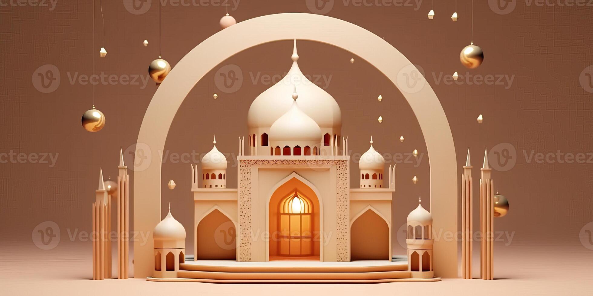 modern Islamic holiday background ornamental Arabic made with Generative AI photo