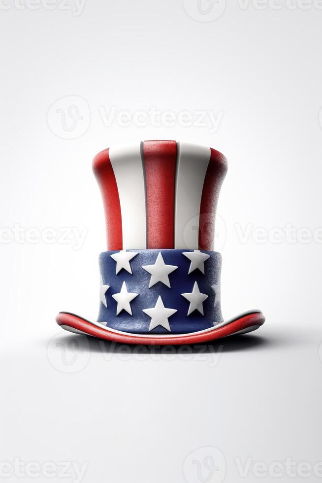 fourth of July United Stated independence day hat isolated on white made with Generative AI photo