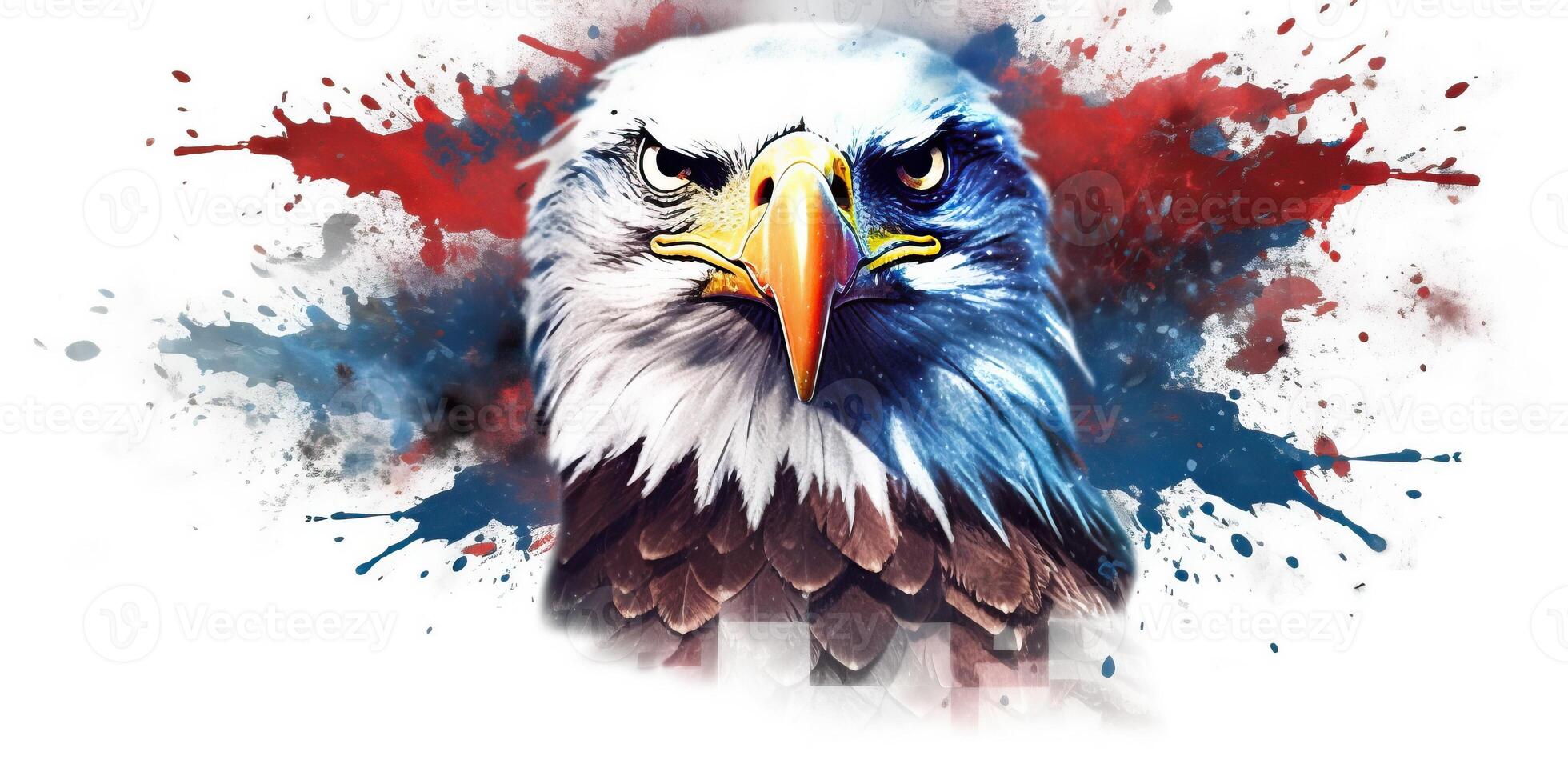 illustration eagle with United Stated independence day greeting background made with photo