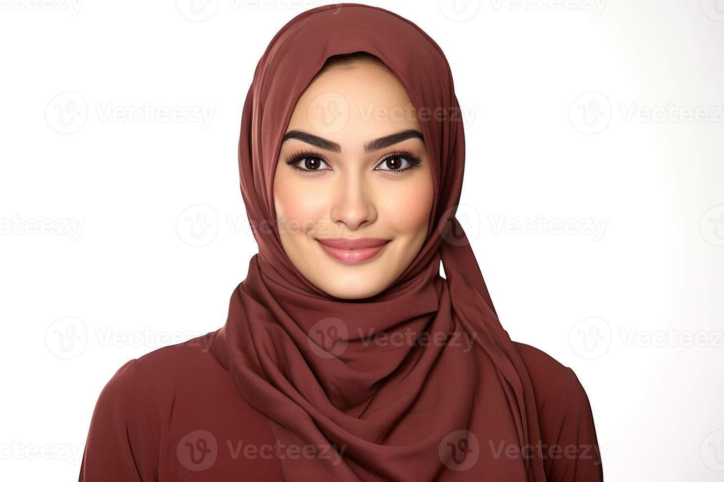 Portrait beautiful woman wearing hijab with light exposure made with photo