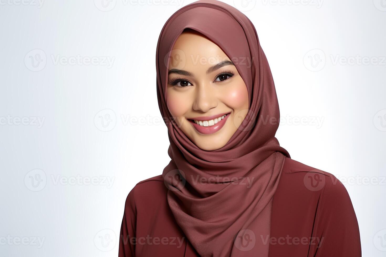 Portrait beautiful woman wearing hijab with light exposure made with photo