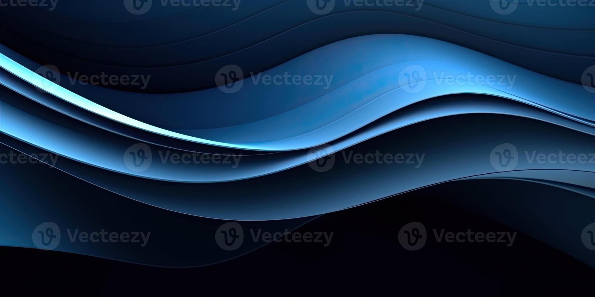 Layered style Dark blue paper waves abstract banner made with Generative AI photo