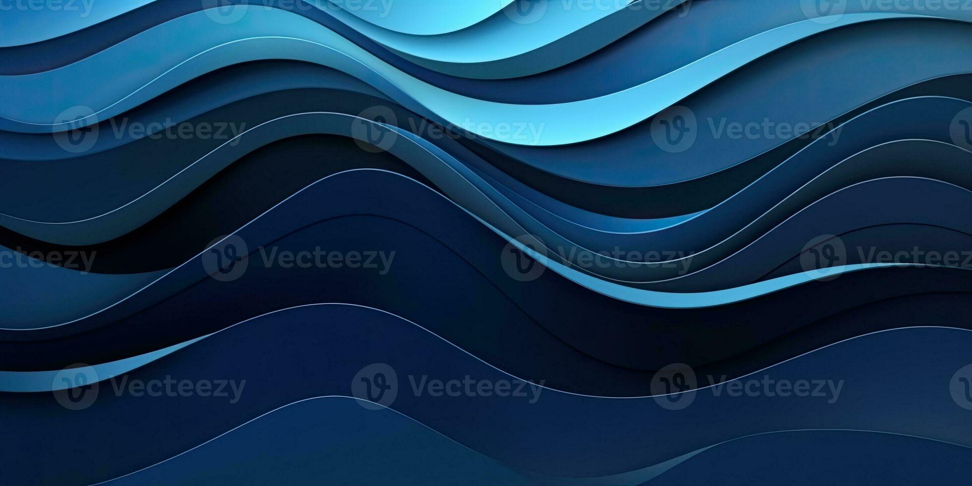 Layered style Dark blue paper waves abstract banner made with Generative AI photo