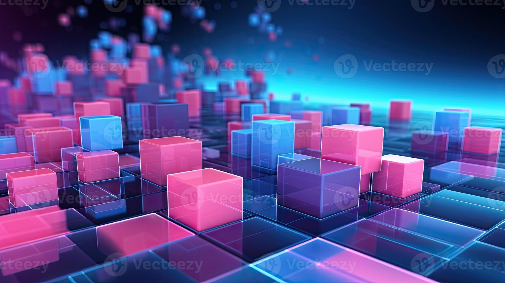 Cube bar blue and pink big data visualization background made with photo