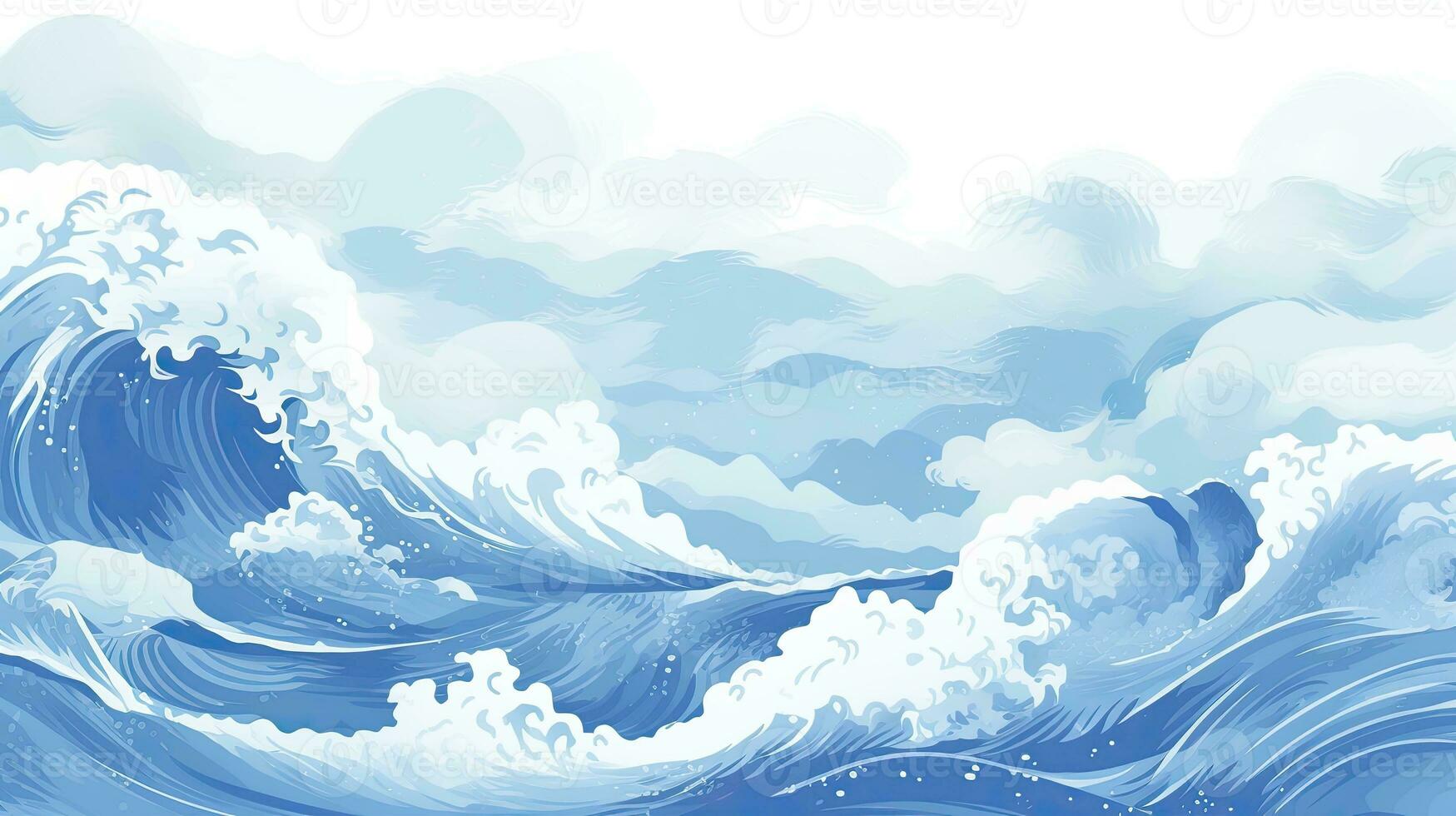 azul textura con japonés ola modelo en Clásico antecedentes hecho con generativo ai foto