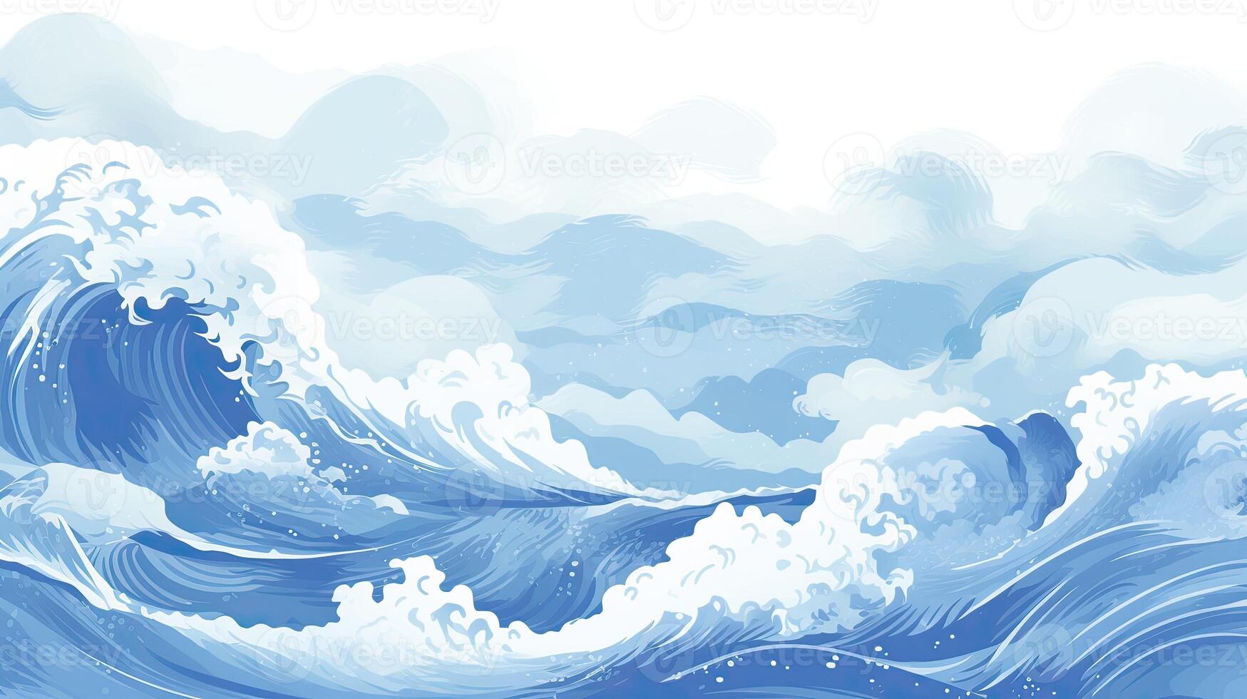 Blue texture with Japanese wave pattern in vintage background made with photo