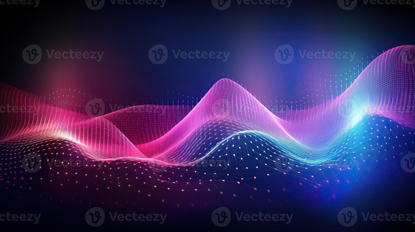 Wave points blue and pink big data visualization background made with photo