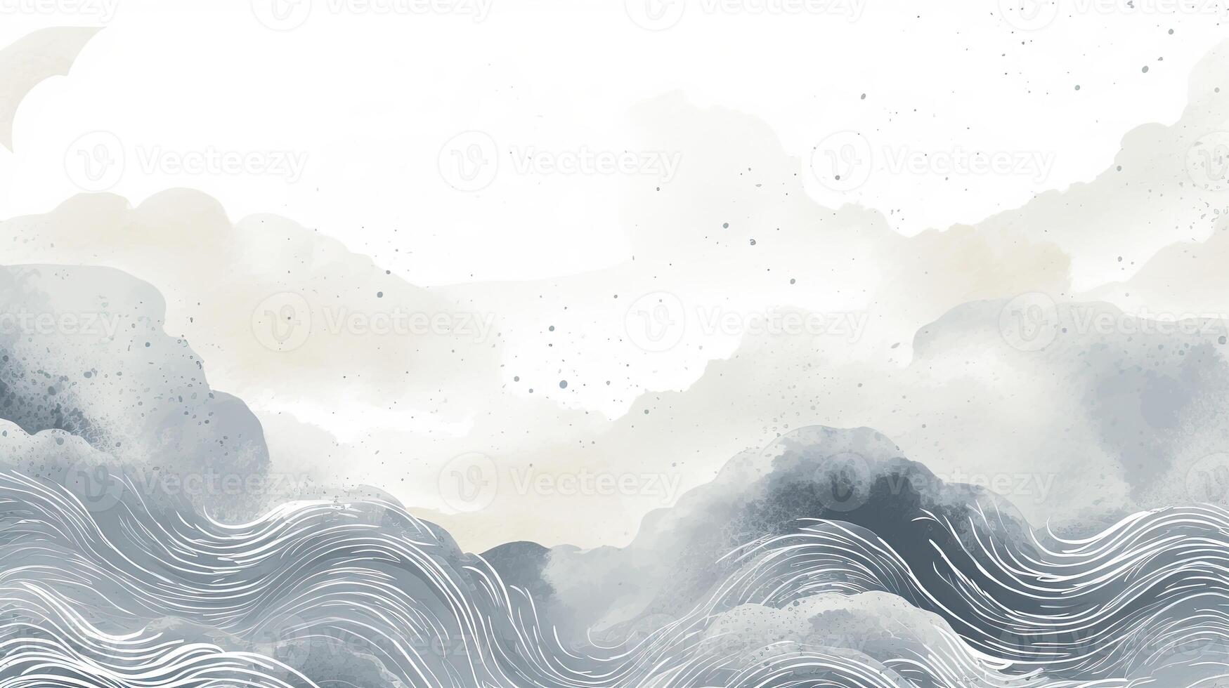 blue texture with Japanese wave pattern in vintage background made with photo